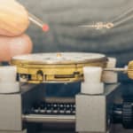 ingranaggio di orologio con pinzette