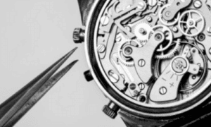 ingranaggio di orologio con pinzette